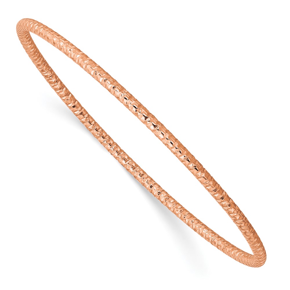 Stainless Steel Polished Textured Rose IP-plated 2mm Slip on Bangle
