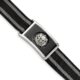 Stainless Steel Polished Black IP-plated Mesh Adj Magnetic Skull Bracelet