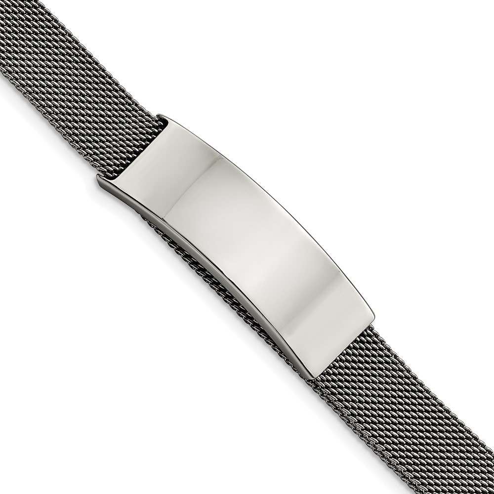 Stainless Steel Polished Mesh Adjustable ID Bracelet