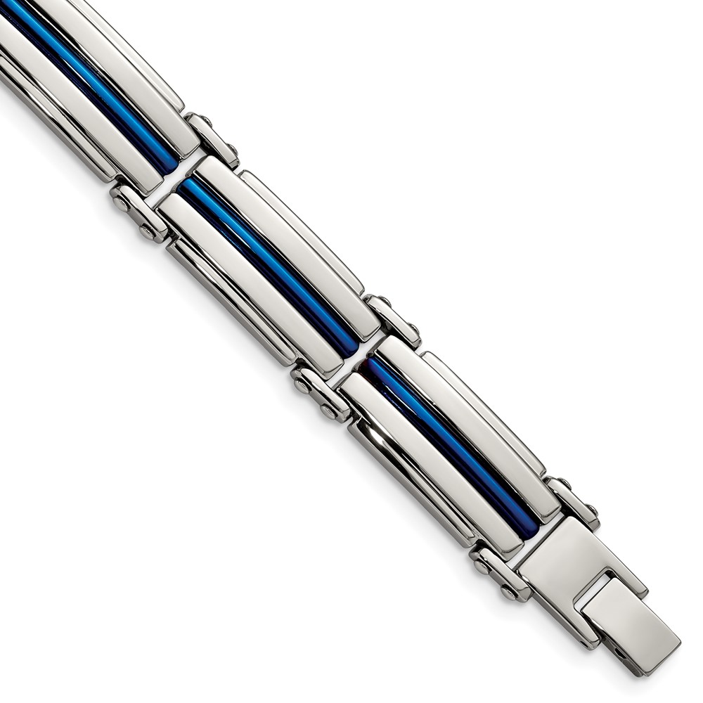 Stainless Steel Polished Blue IP-plated 8.5in Bracelet