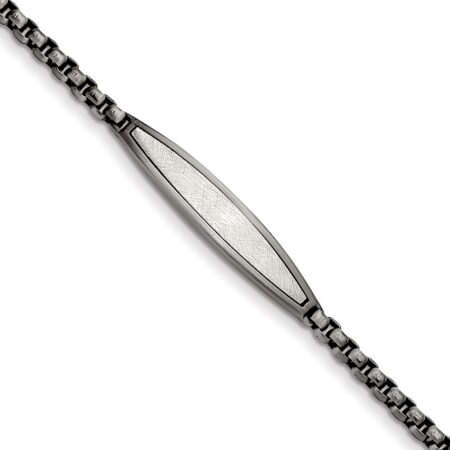 Stainless Steel Antiqued White Bronze Plated Scratch Finish  8.5in Bracelet