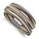 Stainless Steel Polished Multi-Strand Metallic Faux Leather 7.25in Bracelet