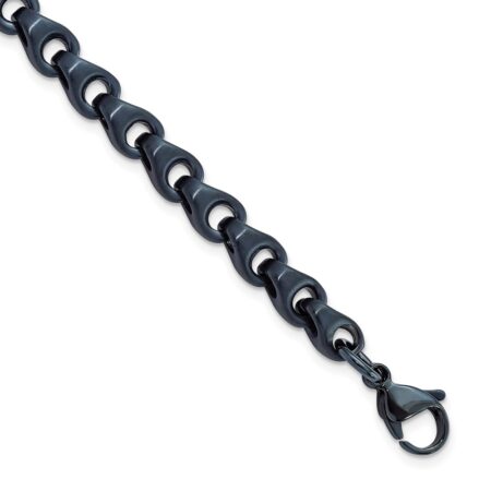 Stainless Steel Brushed Dark Grey/Blue IP-plated 5.75mm 8.5in Bracelet