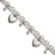 Stainless Steel Polished Hearts and Beads 7in w/2in ext. Bracelet