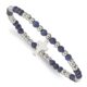 Stainless Steel Polished Lapis Beaded Cross Stretch Bracelet