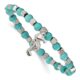 Stainless Steel Polished Imit. Turquoise Beaded Seahorse Stretch Bracelet