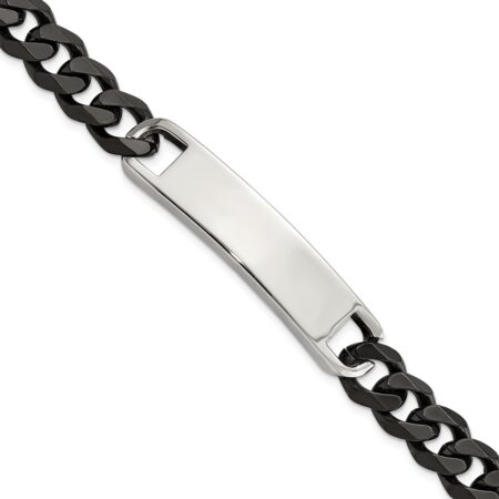 Stainless Steel Polished Black IP-plated 8.5in ID Bracelet