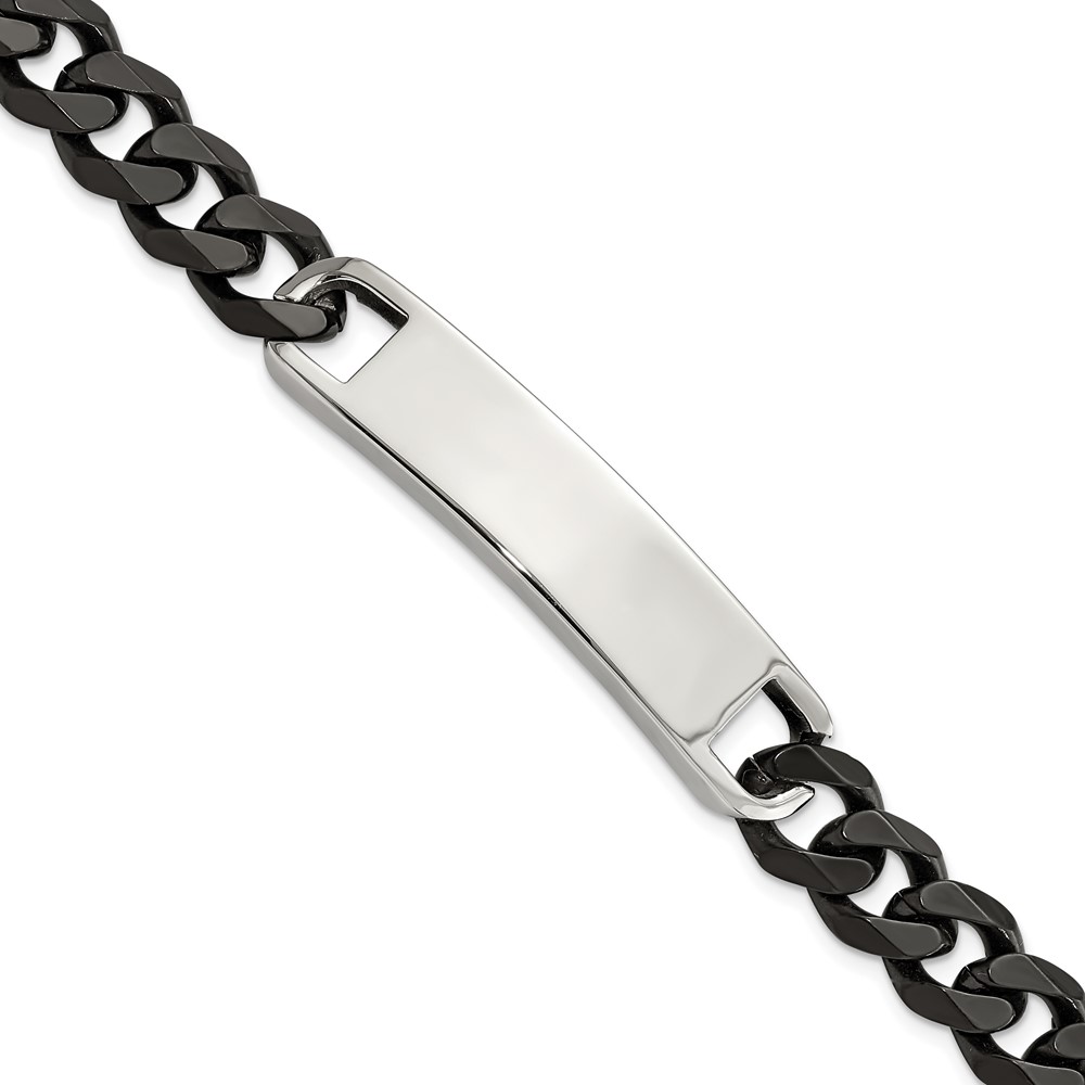 Stainless Steel Polished Black IP-plated 8.5in ID Bracelet