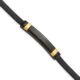 Stainless Steel Polished Black/Yellow IP Black Leather 8.5in Bracelet