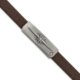 Stainless Steel Antiqued Bronze-plated w/CZ Starburst Leather Bracelet