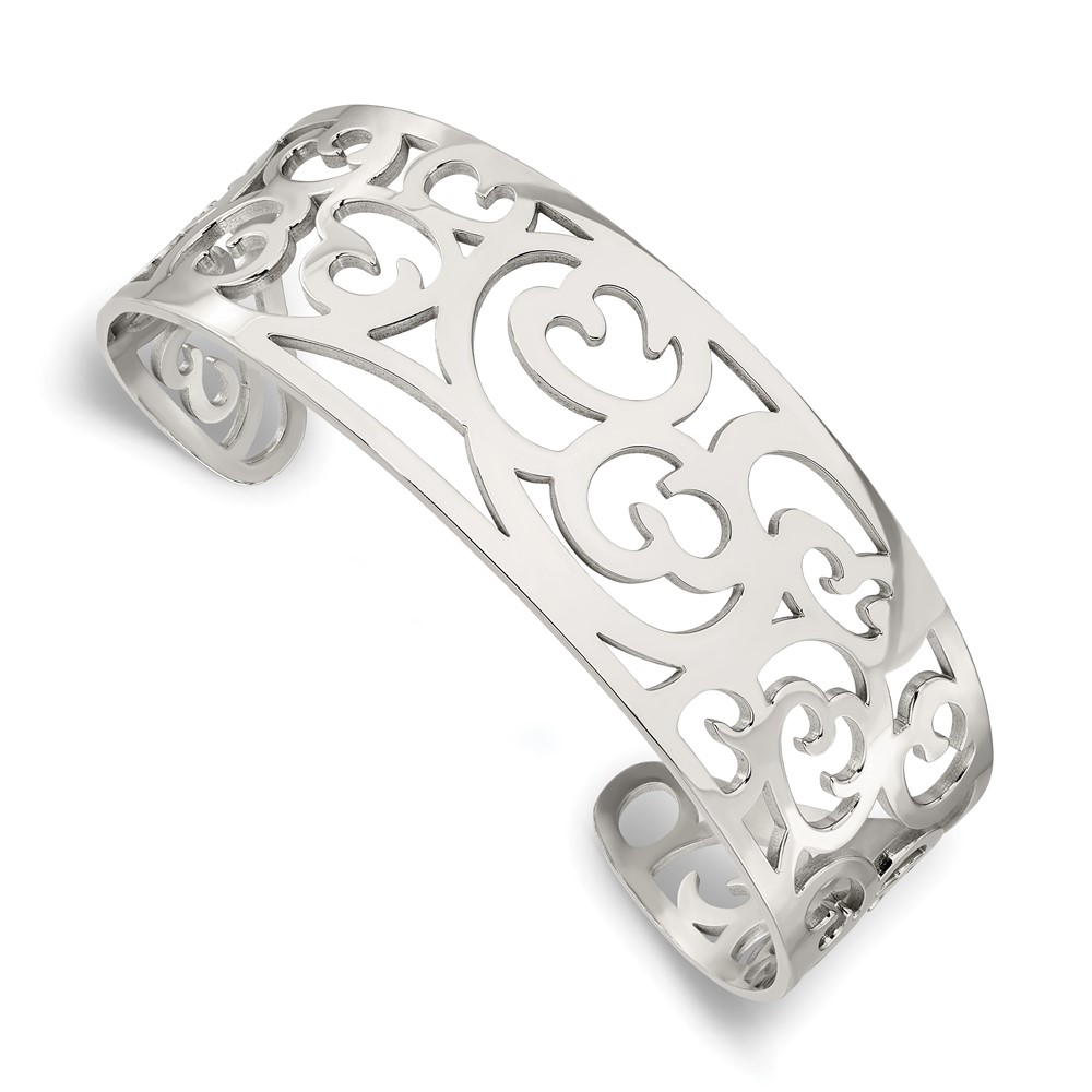 Stainless Steel Polished Fancy Cuff Bracelet