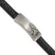 Stainless Steel Brushed Antiqued Leather Eagle 8.5in ID Bracelet