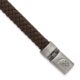 Stainless Steel Brushed Antiqued Leather 8.75in Bracelet