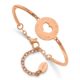 Stainless Steel Polished Rose IP LOVE YOU TO THE MOON Heart Bracelet