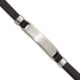 Stainless Steel Brushed Black Leather 8in w/ .5in ext. ID Bracelet