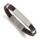 Stainless Steel Brushed Brown Leather 8in w/ .5in ext. ID Bracelet