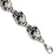 Stainless Steel Antiqued and Polished Skulls 8.5in Bracelet