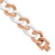 Stainless Steel Polished Rose IP w/White Ceramic w/8.5ext Bracelet