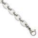 Stainless Steel Polished w/White Ceramic 7in w/1in ext. Bracelet
