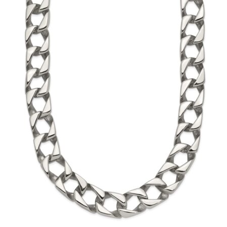 Stainless Steel Polished Square Link 24in Necklace