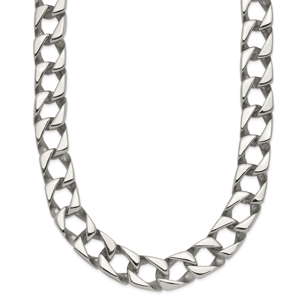 Stainless Steel Polished Square Link 24in Necklace