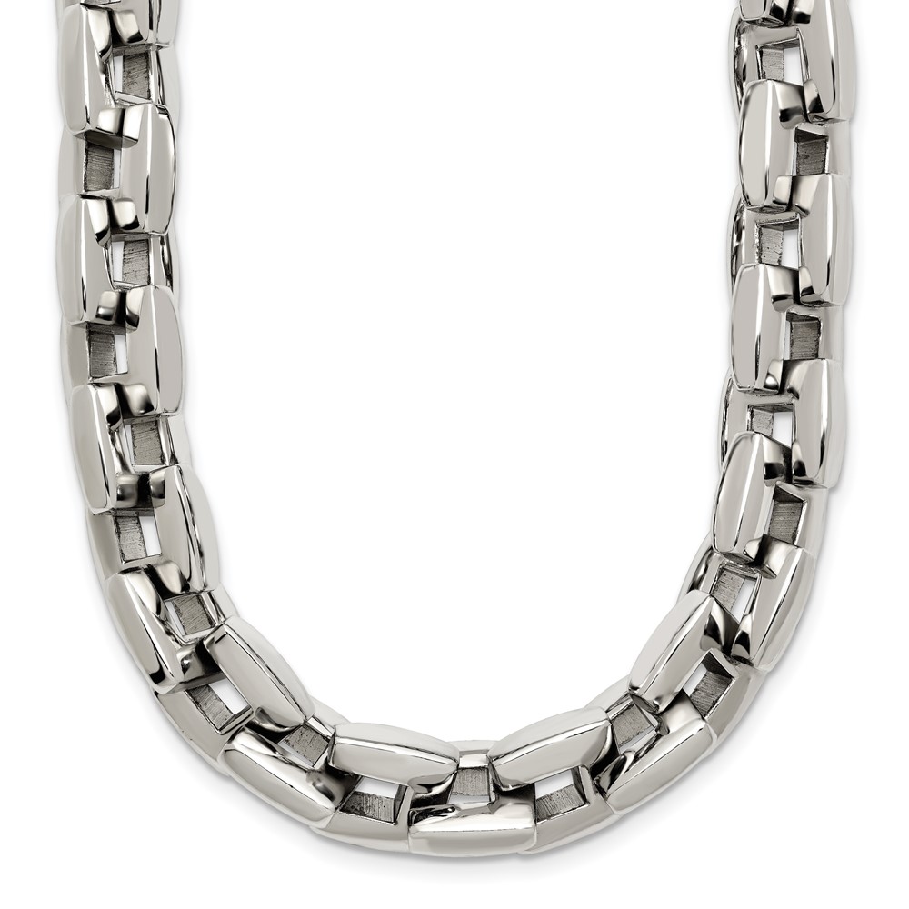 Stainless Steel Polished 20in Square Link Necklace