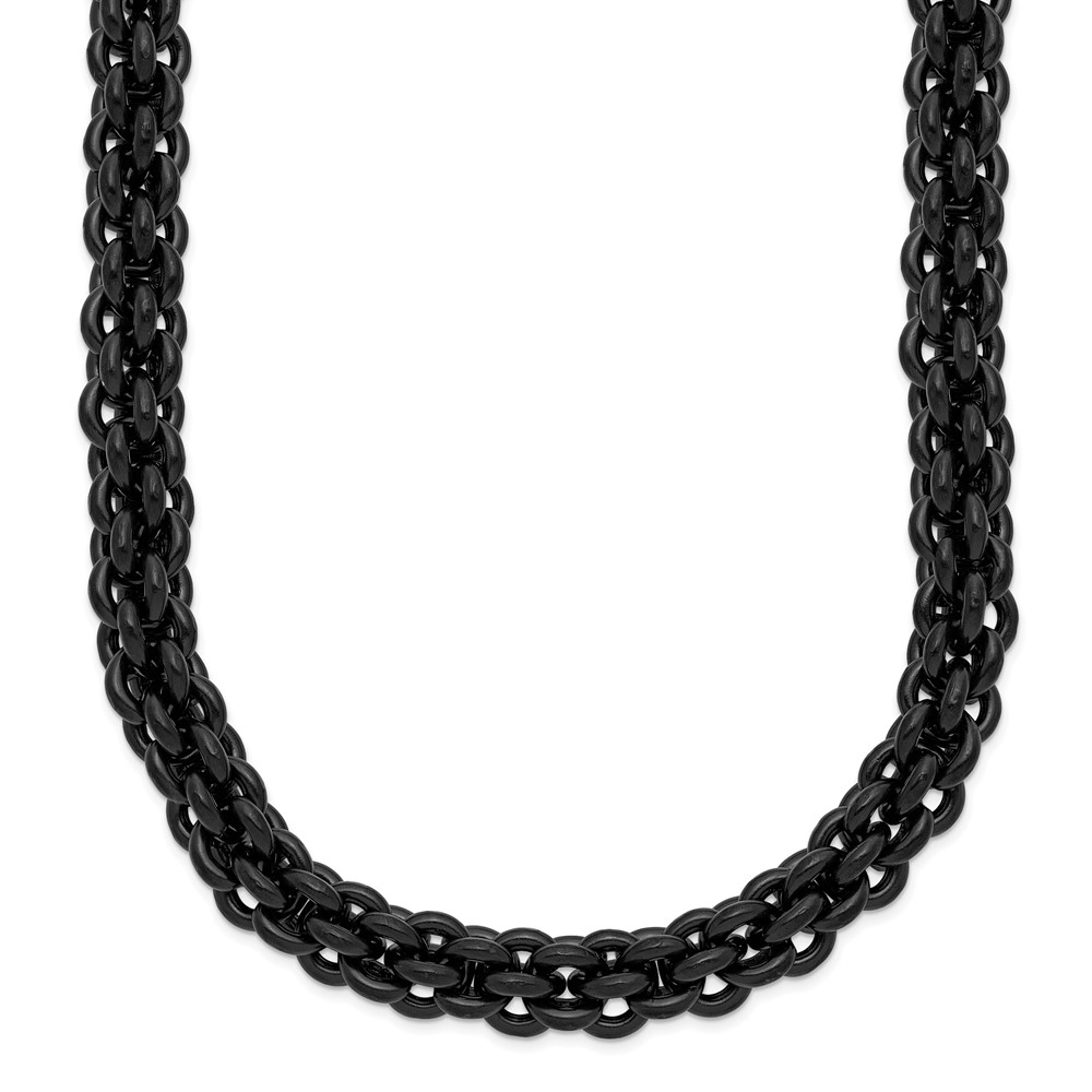 Stainless Steel Polished Black IP-plated 24in Necklace
