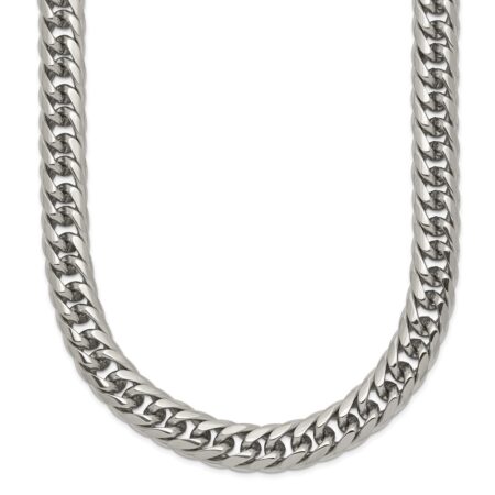 Stainless Steel Polished 24in Double Curb Chain Necklace