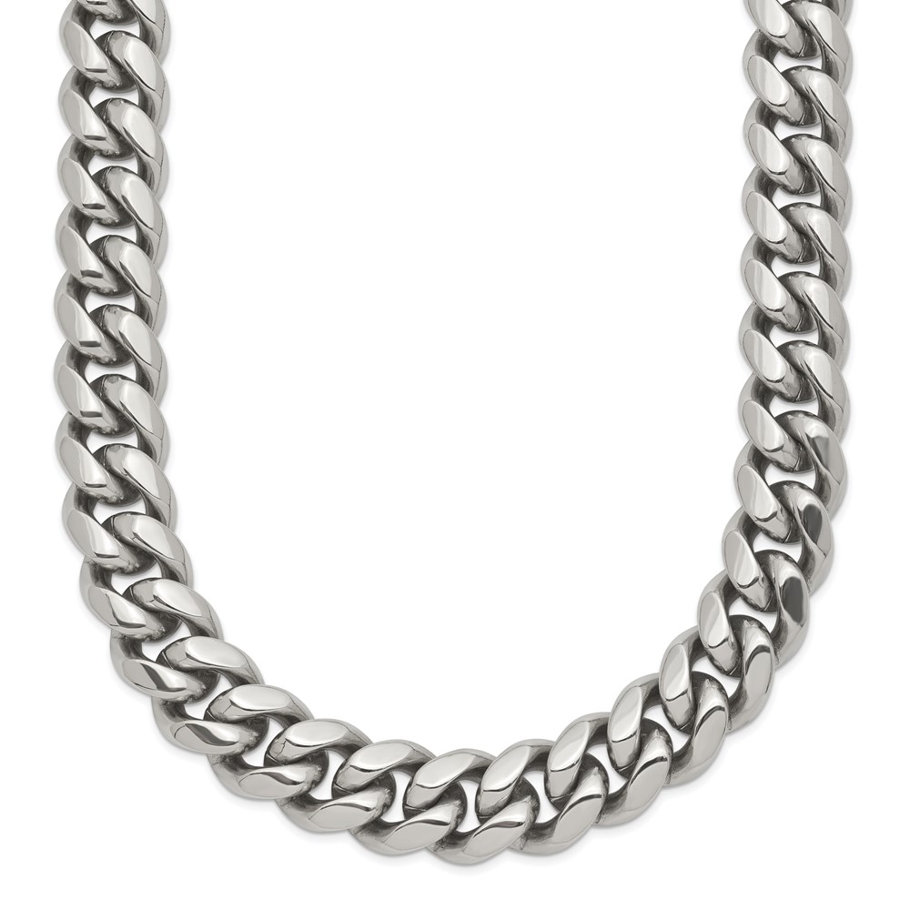 Stainless Steel Polished 24in Curb Chain Necklace