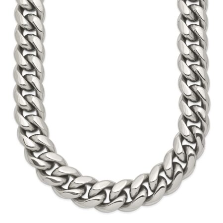 Stainless Steel Polished 24in Curb Chain Necklace