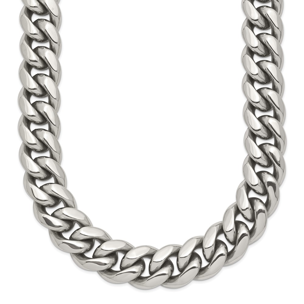 Stainless Steel Polished 24in Curb Chain Necklace