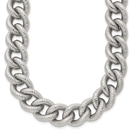 Stainless Steel Polished and Textured 14.5mm 23.75in Curb Chain