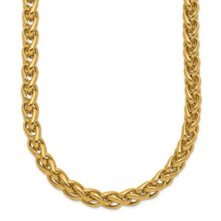Stainless Steel Polished Yellow IP 24in Spiga 6mm Chain Necklace