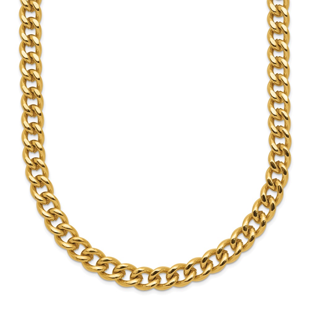 Stainless Steel Polished Yellow IP 24in Curb 5mm Chain Necklace