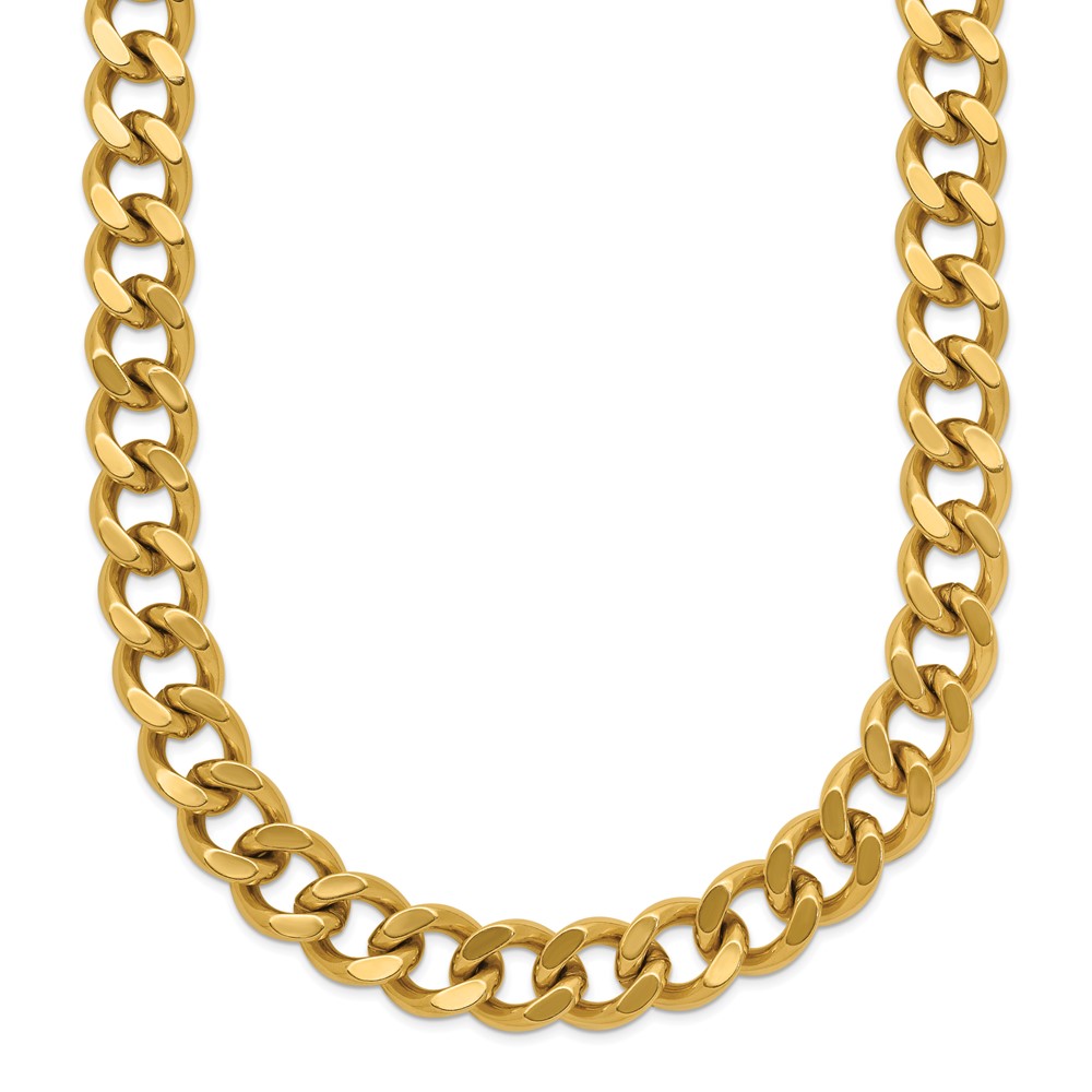 Stainless Steel Polished Yellow IP 24in Curb 8mm Chain Necklace