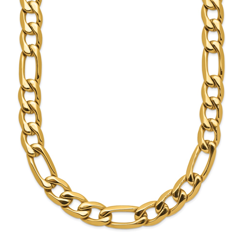 Stainless Steel Polished Yellow IP-plated 7.50mm Figaro 23.5in Necklace