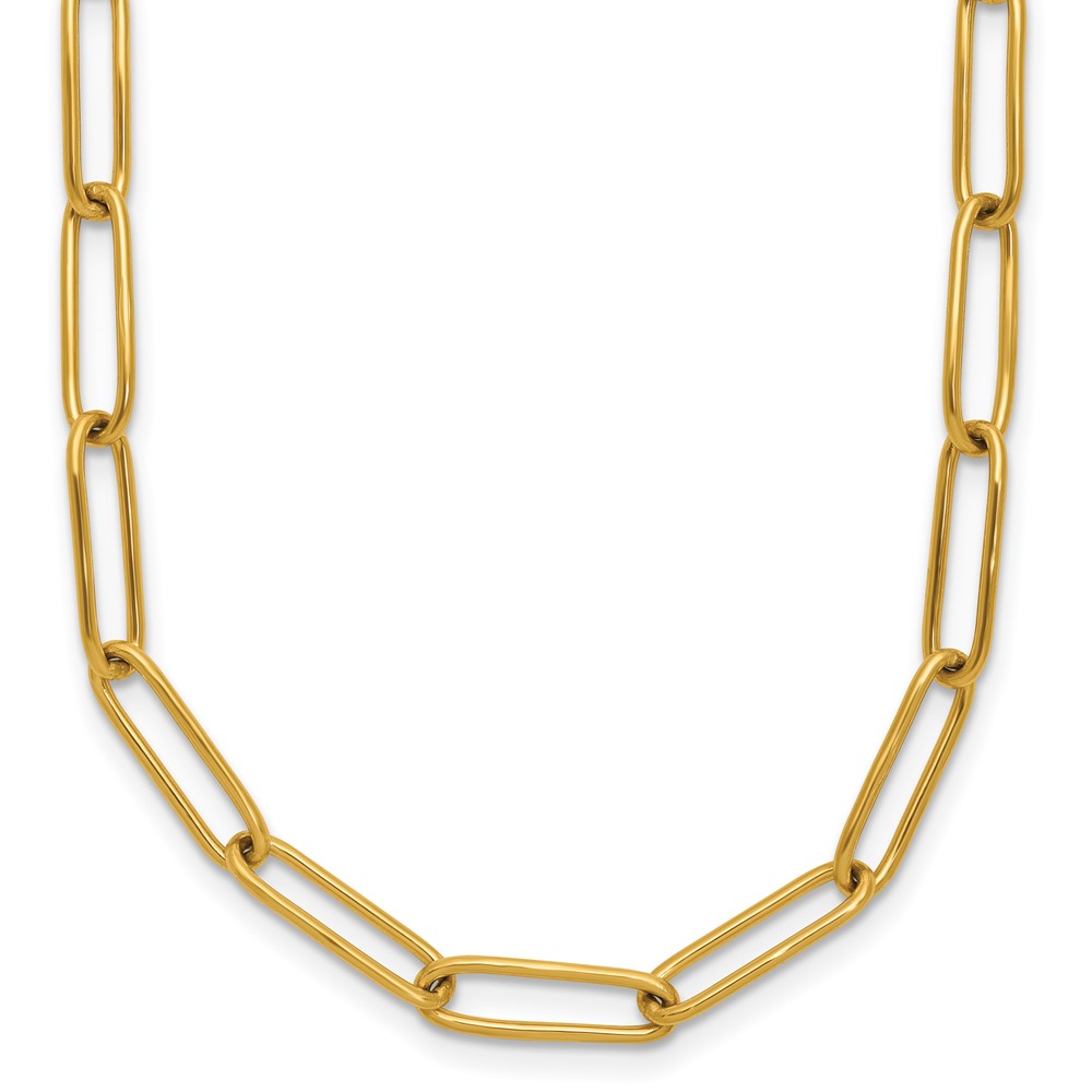 Stainless Steel Polished Yellow IP Paperclip Link 15in w/2in ext. Necklace