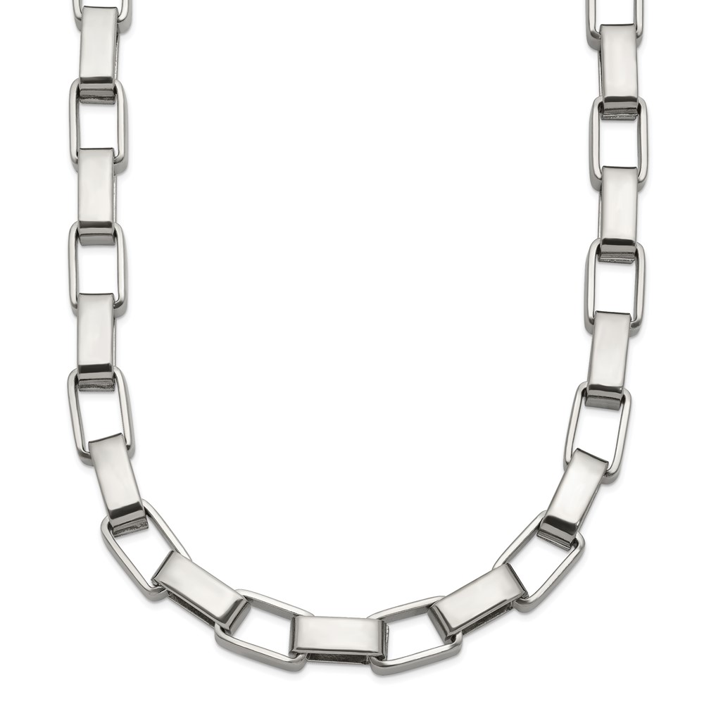 Stainless Steel Polished Square Link 22in Necklace