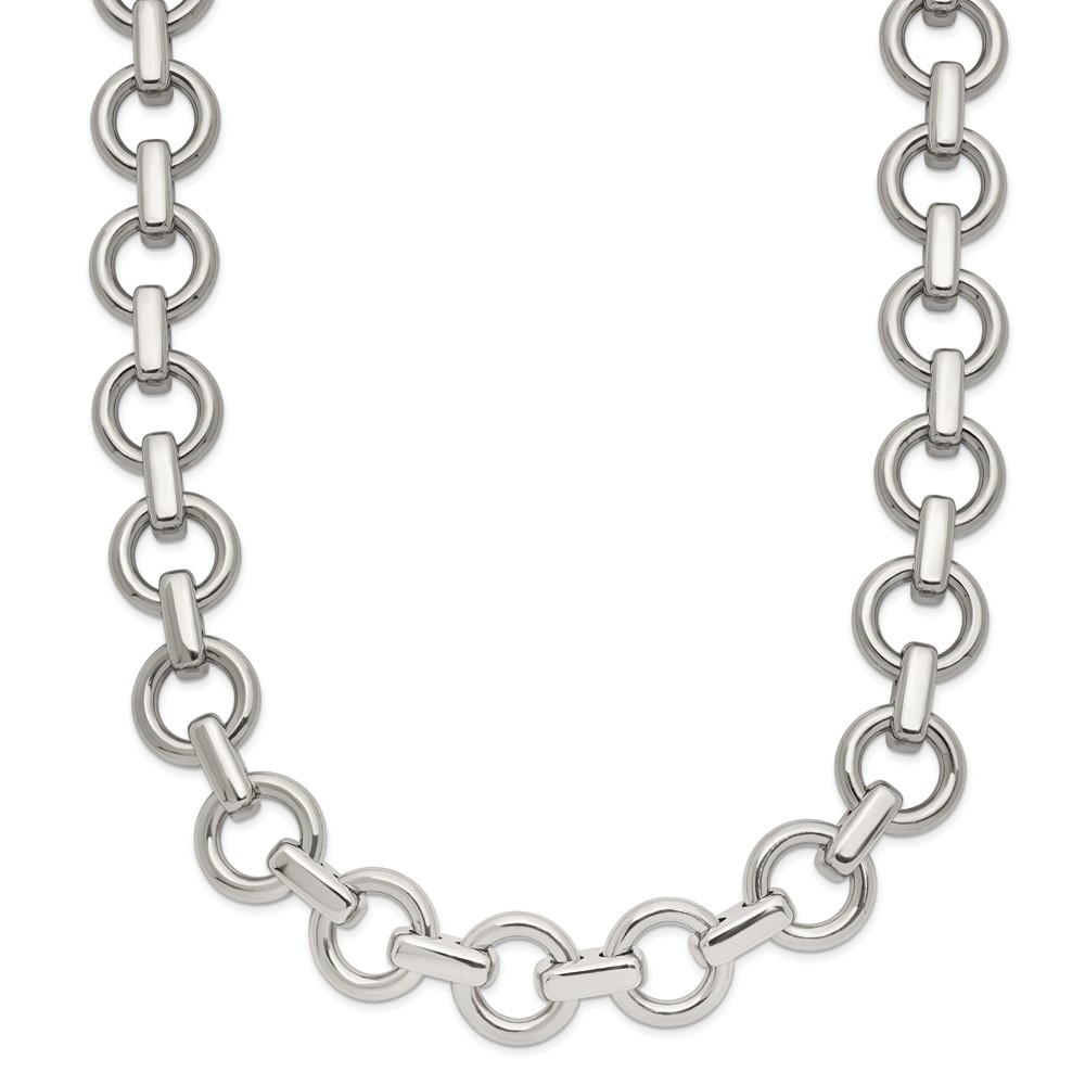 Stainless Steel Polished Circle Link 20in Necklace
