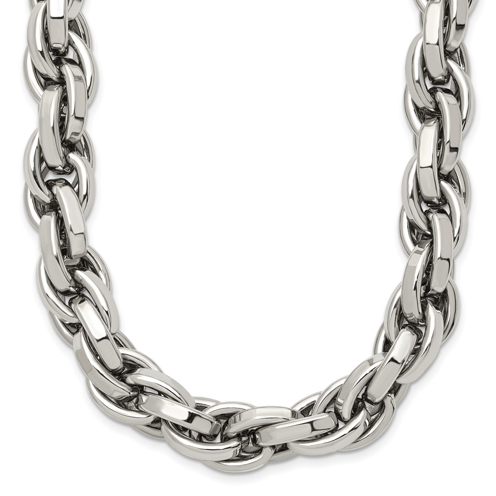 Stainless Steel Polished Oval Link 24in Necklace